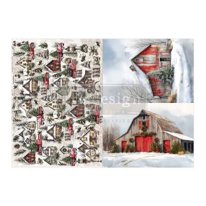 Redesign A3 Dekupázs Fiber - Snowy Village Charm