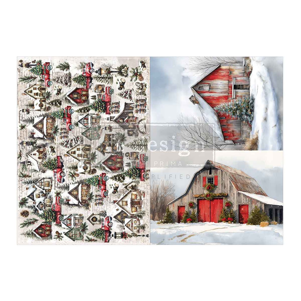 Redesign A3 Dekupázs Fiber - Snowy Village Charm